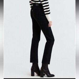 Levi’s Wedgie Straight Crop Button-fly Black Sprout Stretch Denim Jeans 29